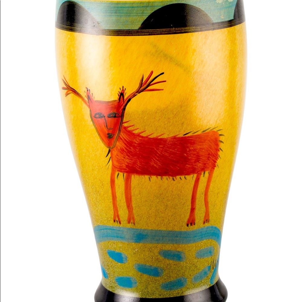 Kosta Boda Ulrica Hydman Vallien hand painted Vase Nevada Series signed.